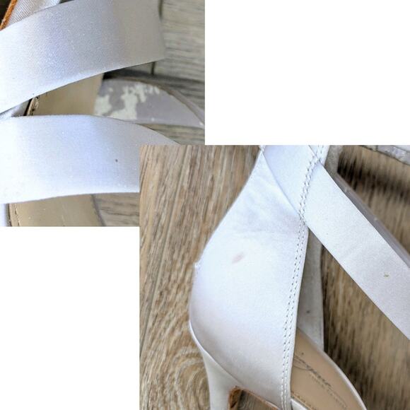 Vince Camuto Imagine Devin Heels 10 Silver Strappy Stiletto 4" Leather Fabric - Picture 12 of 12